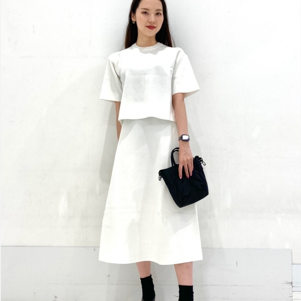 Uniqlo White Midi Skirt S And Top XS Set